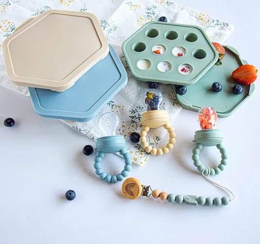 2024 New 10 Cavity Silicone Fruit Feeder Ice Cube Tray With Lid Breast Milk Container Mold Food Freezer Tray