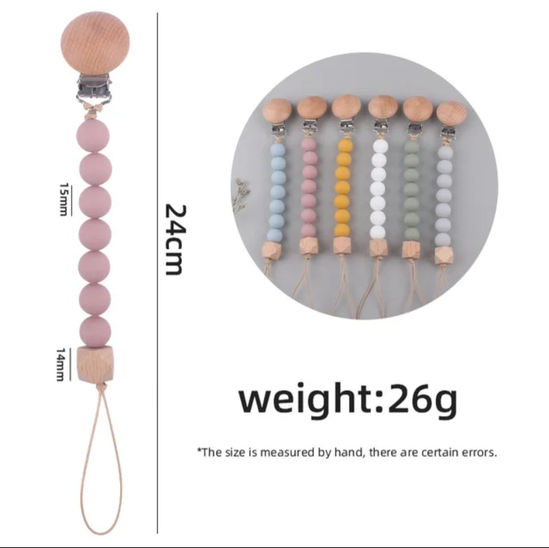 Wood Silicone Beads Bpa Free Pacifier Clip Silicone Pacifier Baby Pacifier Clip