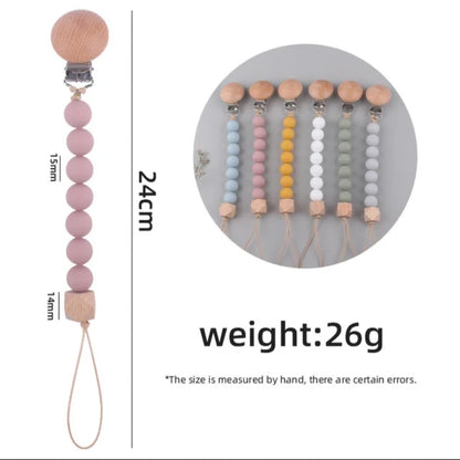 Wood Silicone Beads Bpa Free Pacifier Clip Silicone Pacifier Baby Pacifier Clip