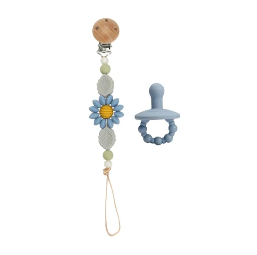 Flower Baby Pacifier Clip Holder Sunflower Pacifier Chain Silicone Beaded Baby Pacifier Clip
