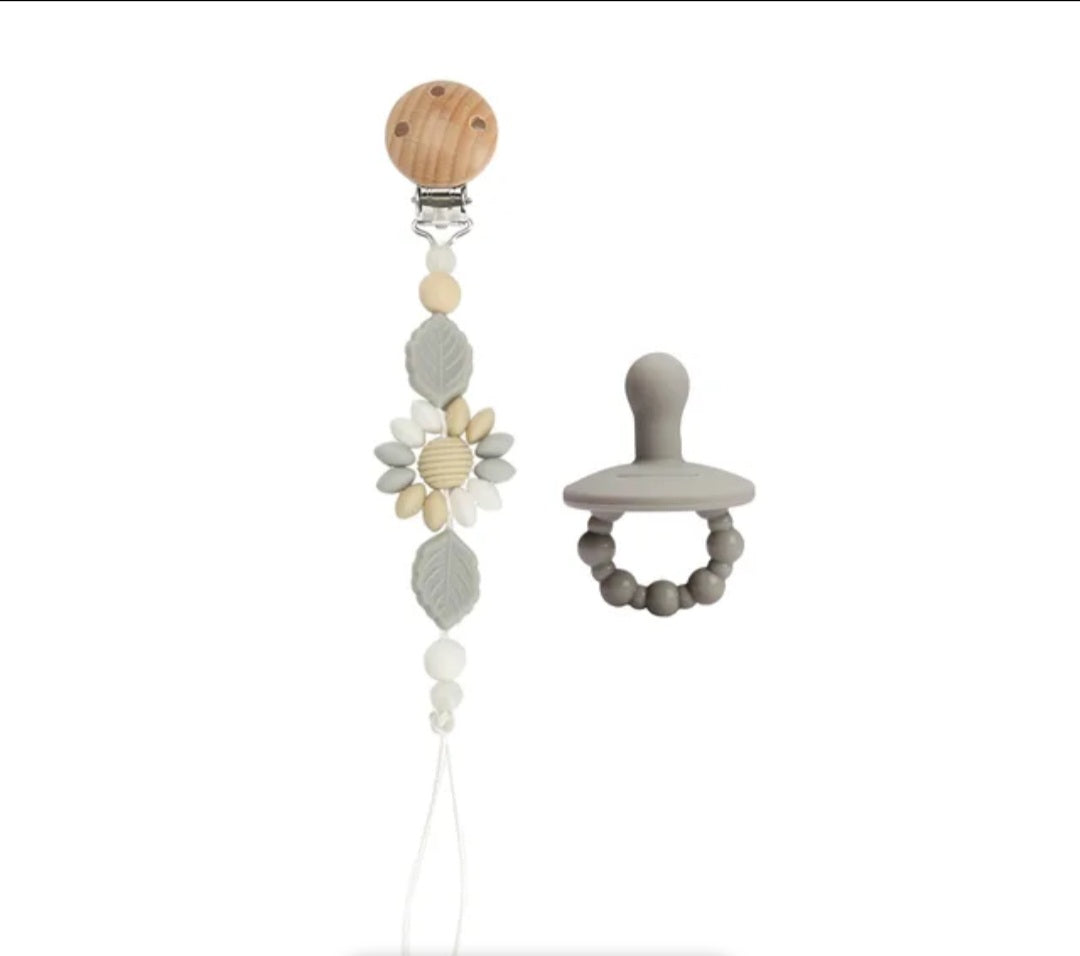 Flower Baby Pacifier Clip Holder Sunflower Pacifier Chain Silicone Beaded Baby Pacifier Clip
