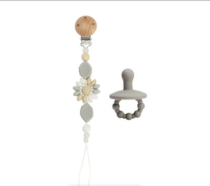 Flower Baby Pacifier Clip Holder Sunflower Pacifier Chain Silicone Beaded Baby Pacifier Clip