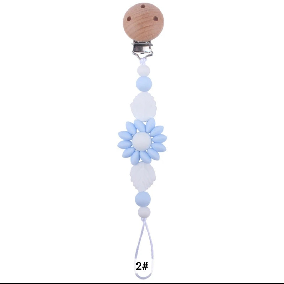 Flower Baby Pacifier Clip Holder Sunflower Pacifier Chain Silicone Beaded Baby Pacifier Clip